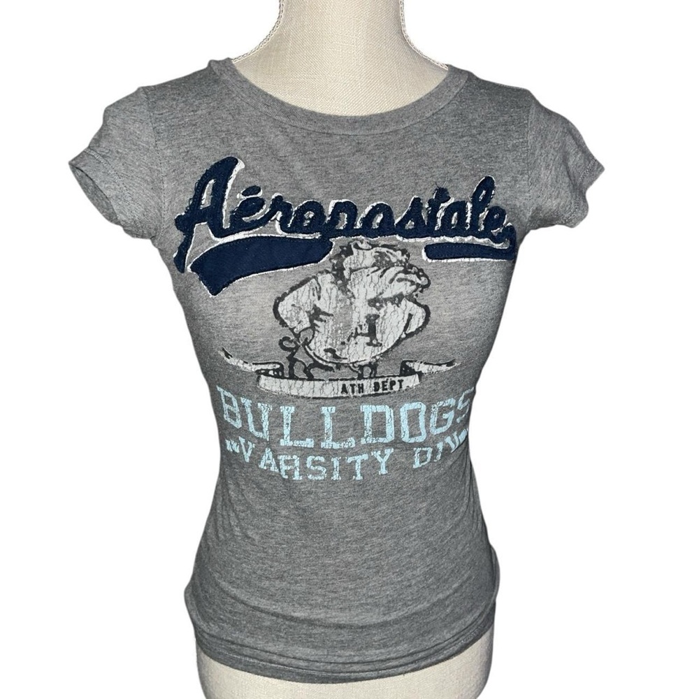 Aeropostale Grapy Graphic Bull dog T-Shirt Tee Top
Size XS